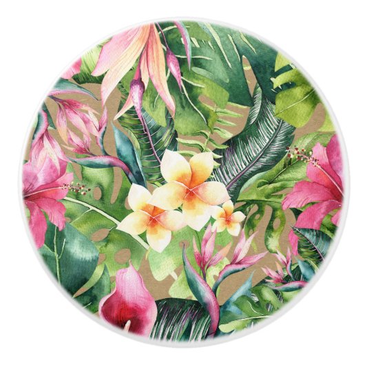 Tropical Aloha Floral Luau Summer Blätter Kraft Keramikknauf (Vorderseite)