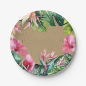 Tropical Aloha Floral Luau Summer Blätter Kraft Pappteller (Vorderseite)