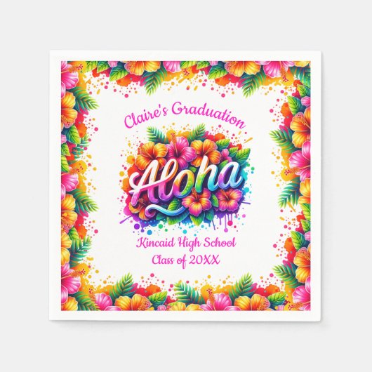 Tropical Aloha Grad Luau Party Paper Napkins Serviette (Vorderseite)