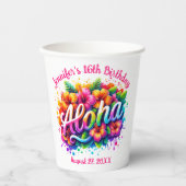 Tropical Aloha Hawaiian Birthday Luau Pappbecher (Vorderseite)