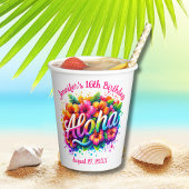 Tropical Aloha Hawaiian Birthday Luau Pappbecher