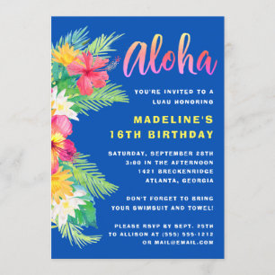 Tropical Aloha Hawaiian Luau Birthday Party Einladung