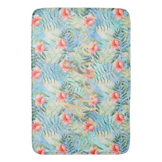 Tropical Aloha Hibiskus Floral Badematte (Vorderseite Vertikal)