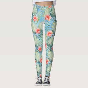 Tropical Aloha Hibiskus Floral Leggings