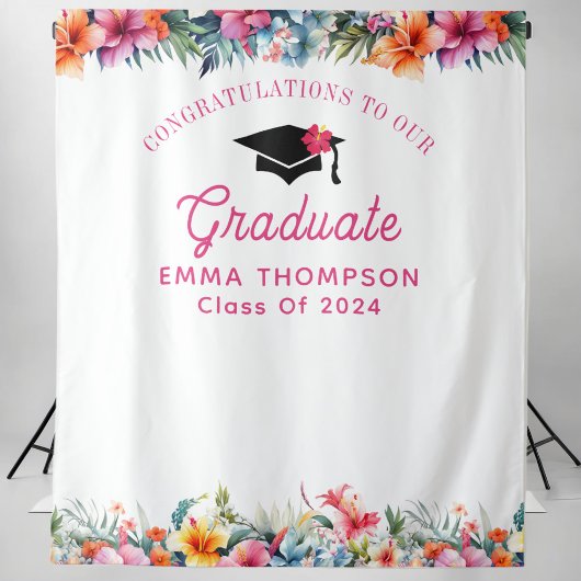 Tropical Aloha Luau Abschluss 2024 Hintergrund Wandteppich