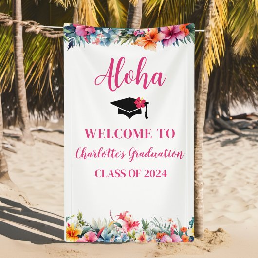 Tropical Aloha Luau Abschluss 2024 Willkommen Banner