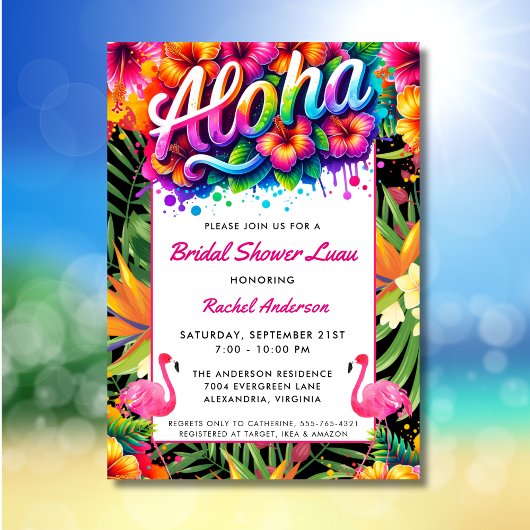 Tropical Aloha Luau Bridal Shower Einladung