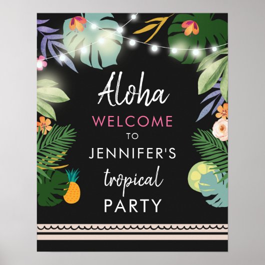 Tropical Aloha Luau Hawaiian Party Begrüßungszeich Poster (Vorne)