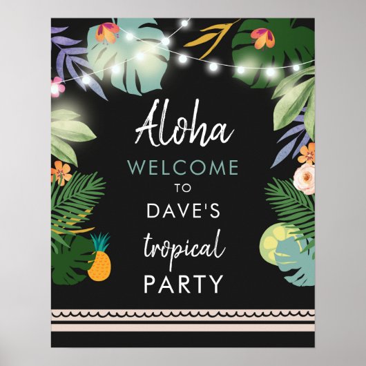 Tropical Aloha Luau Hawaiian Party Begrüßungszeich Poster (Vorne)