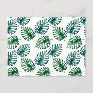 Tropical Aloha Monstera Blätter Muster Postkarte