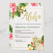 Tropical Aloha Pineaple BabY Einladung zur Dusche (Vorne/Hinten)