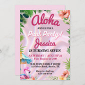 Tropical Aloha Pool Party Geburtstag Einladung (Vorne/Hinten)
