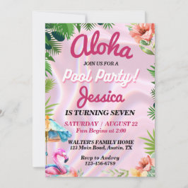 Tropical Aloha Pool Party Geburtstag Einladung