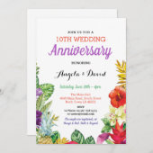 Tropical Aloha Wedding Floral Jubiläum Einladung (Vorne/Hinten)