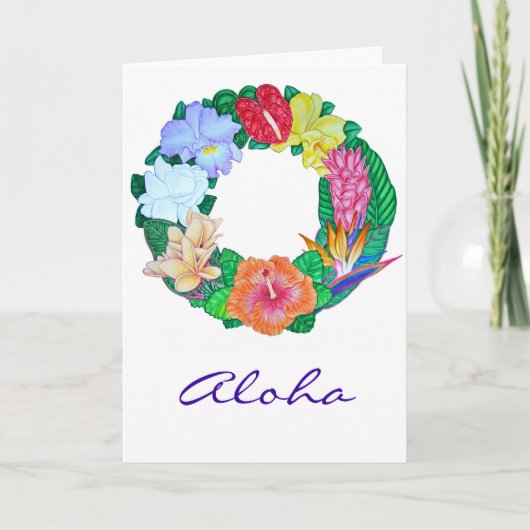 Tropical Aloha Wreath Feiertagskarte (Vorderseite)