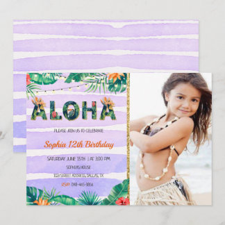 Tropical Aloha zum Geburtstag Einladung mit Foto