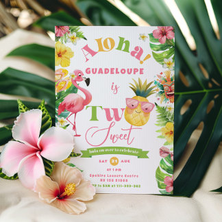 Tropical Aloha Zwei süße luau Party Geburtstag Einladung