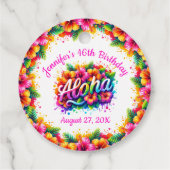Tropical Alpha Hawaiian Birthday Luau Geschenkanhänger (Rückseite)