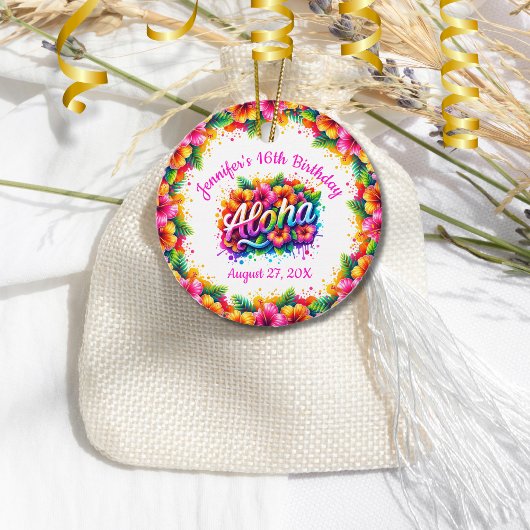 Tropical Alpha Hawaiian Birthday Luau Geschenkanhänger