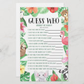 Tropical Animal Guess Who! Baby Shower Game Briefpapier (Vorne/Hinten)