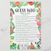 Tropical Animal Guess Who! Baby Shower Game Briefpapier (Vorderseite)