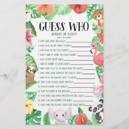 Tropical Animal Guess Who! Baby Shower Game Briefpapier