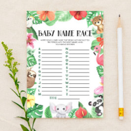 Tropical Animal Name Race Baby Showspiel Briefpapier