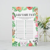 Tropical Animal Name Race Baby Showspiel Briefpapier (Stehend Vorderseite)