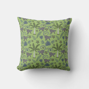 Tropical animals seamless pattern green and grey kissen