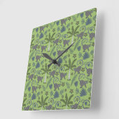 Tropical animals seamless pattern green and grey quadratische wanduhr (Winkel)