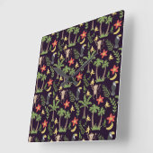 Tropical animals seamless pattern monkey & macaw quadratische wanduhr (Winkel)