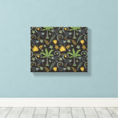 Tropical animals seamless pattern monkey palm tree leinwanddruck (Insitu (Holzboden))