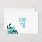 Tropical Aqua Blätter Kinderdusche Danke Karte (Vorne/Hinten)