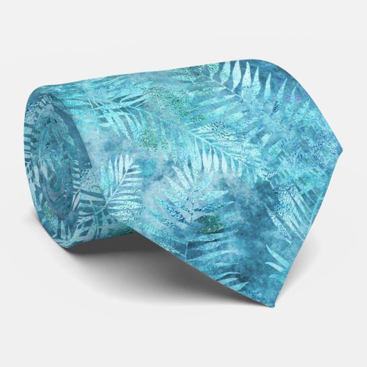 Tropical Aqua Blue Blätter Krawatte (Gerollt)
