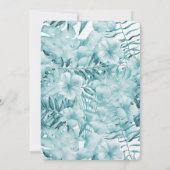 Tropical Aqua Blue Floral Blätter Brautparty Einladung (Rückseite)