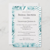 Tropical Aqua Blue Floral Blätter Brautparty Einladung (Vorderseite)