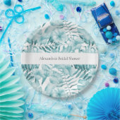 Tropical Aqua Blue Floral Blätter Brautparty Pappteller (Party)
