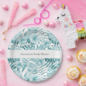 Tropical Aqua Blue Floral Blätter Brautparty Pappteller (Party)