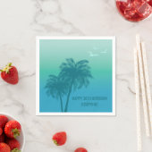 Tropical Aqua Blue Palm Trees Happy Birthday Serviette (Beispiel)