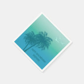 Tropical Aqua Blue Palm Trees Happy Birthday Serviette (Ecke)