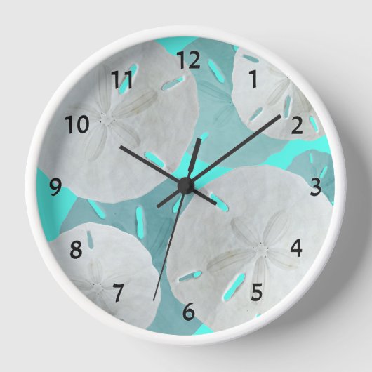 Tropical Aqua Blue Sand Dollar gezählt Uhr (Vorderseite)