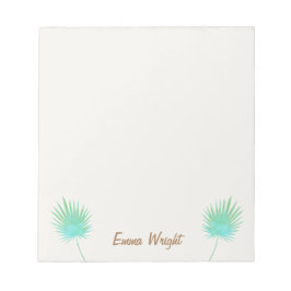 Tropical Aqua Green Watercolor Palm Leaf Zweigstel Notizblock