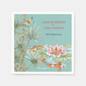 Tropical Aqua Koi Bamboo Chinoiserie Custom Serviette (Vorderseite)