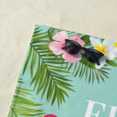 Tropical Aqua Pink Flamingo Floral Custom Monogram Strandtuch (Beispiel)
