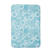 Tropical Aqua White Orchias Hibiskus Floral Badematte (Vorderseite Vertikal)