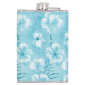 Tropical Aqua White Orchias Hibiskus Floral Flachmann (Rückseite)