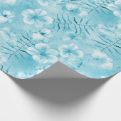 Tropical Aqua White Orchias Hibiskus Floral Geschenkpapier (Ecke)