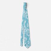 Tropical Aqua White Orchias Hibiskus Floral Krawatte (Rückseite)