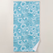 Tropical Aqua White Orchias Hibiskus Floral Strandtuch (Vorderseite)