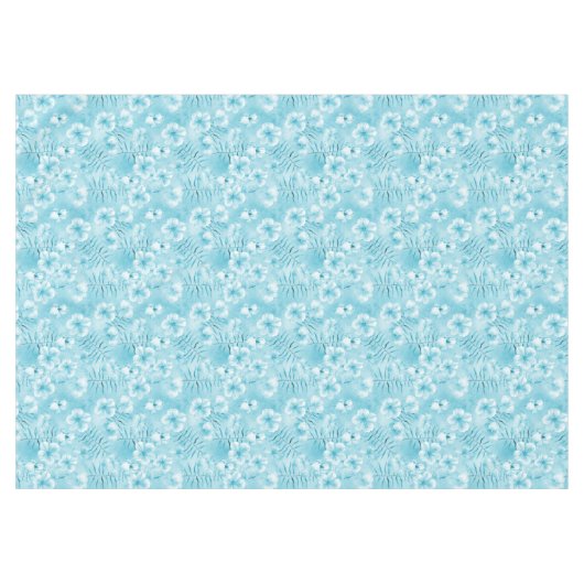 Tropical Aqua White Orchias Hibiskus Floral Tischdecke (Vorderseite (Horizontal))